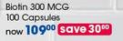 GNC Biotin 300MCG-100 Capsules Per Pack