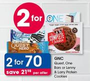 GNC Quest, One Bars Or Lenny & Larry Protein Cookies-2xPer Offer