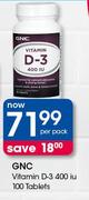 GNC Vitamin D-3 400iu-100 Tablets Per Pack