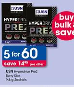 USN Hyperdrive Pre2 Berry Kick Sachets-5 x 9.6g