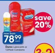 Durex Lubricants Or Condoms-12's Each