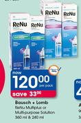 Bausch+Lomb ReNu Multiplus Or Multi-Purpose Solution 360ml & 240ml-Per Pack
