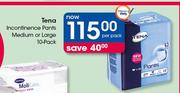 Tena Incontinence Pants Medium Or Large-10's Per Pack