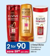 L'Oreal Elvive Shampoo Or Conditioner-2 x 400ml