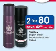 Yardley English Blazer Deodorants For Men-2 x 250ml