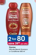 Garnier Ultimate Blends Shampoo Or Conditioner-2 x 400ml