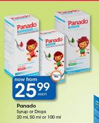 Panado Syrup Or Drops-20ml, 50ml Or 100ml Each