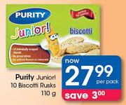 Purity Junior! 10 Biscotti Rusks-110g Per Pack