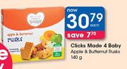 Clicks Made 4 Baby Apple & Butternut Rusks-140g Each