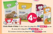 Clicks Made 4 Baby Cranberry Oat Bars-4X28g