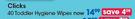Clicks Toddler Hygiene Wipes-40's Per Pack