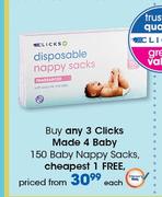 Clicks Made 4 Baby Nappy Sacks-150's Each