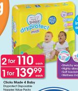 Clicks Made 4 Baby Dryprotect Disposable Nappies Value Pack-Each