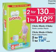Clicks Made 4 Baby Pants Jumbo Packs-Each