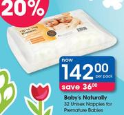 Baby's Naturally Unisex Nappies For Premature Babies-Per Pack