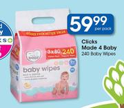 Clicks Made 4 Baby Baby Wipes-240's Per Pack