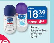 Sanex Roll-On For Men or Women-50ml Each 