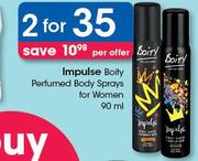 Impulse Boity Perfumed Body Sprays For Women-2X90ml Per Offer