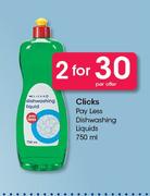 Clicks Pay Less Dishwashing Liquids-2x750ml Per Offer