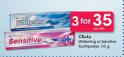 Clicks Whitening Or Sensitive Toothpaste-3x110g Per Offer