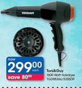 Toni & Guy 1800 Watt Hairdryer-Each