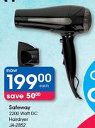 Safeway 2200 Watt DC Hairdryer JA-2852-Each