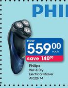 Philips Wet & Dry Electrical Shaver AT620/14-Each
