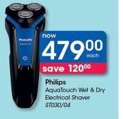 Philips Aquatouch Wet & Dry Electrical Shaver ST030/04