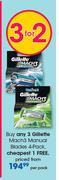 Gillette Mach3 Manual Blades-4's Per Pack