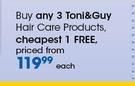 Toni & Guy Hair Care Products-Each