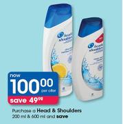 Head & Shoulders 200ml & 600ml-Per Offer