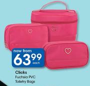 Clicks Fuchsia PVC Toiletry Bags-Each