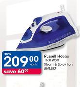 Russell Hobbs 1600 Watt Steam & Spray Iron RHI1283-Each
