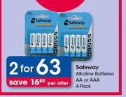 Safeway Alkaline Batteries AA Or AAA 4's Pack-For 2 Packs