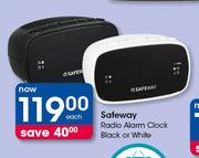 Safeway Radio Alarm Clock (Black Or White)-Each