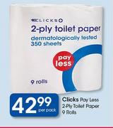 Clicks Pay Less 2 Ply Toilet Paper-9 Rolls Per Pack