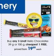 Lindt Hello Chcoloates 39g Or 100g-Each