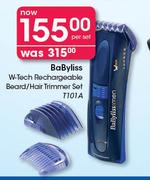 BaByliss W-Tech Rechargeable Beared/ Hair Trimmer Set T101A-Per Set