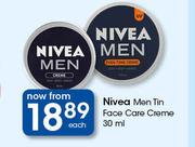 Nivea Men Tin Face Care Creme-30ml Each