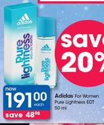 Adidas For Women Pure Lightness EDT-50ml Each