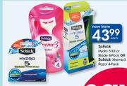 Schick Hydro 5 Kit Or Blade 4's Or Schick Xtreme3 Razor 4's-Each