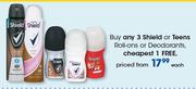 Shield Or Teens Roll-Ons Or Deodorants-Each