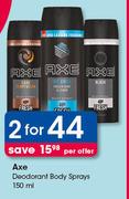 Axe Deodorant Body Sprays-2X150ml