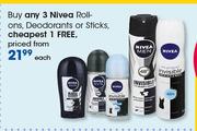 Nivea Roll-Ons, Deodorants Or Sticks-Each