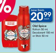 Old Spice Roll-On 50ml, Deodorant 150ml Or Stick 50ml-Each