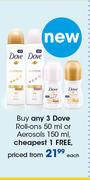 Dove Roll-Ons 50ml Or Aerosols 150ml-Each