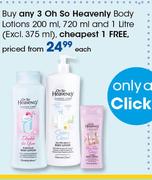 Oh So Heavenly Body Lotions-200ml, 720ml & 1Ltr(Excl 375ml)-Each