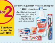 Aquafresh Products(Excl. Herbal, Fresh And Minty, Mild And Minty & Lemon Mint Toothpaste 100ml)-Each