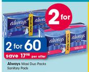 Always Maxi Duo Packs Sanitary Pads-For 2