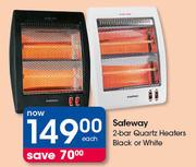 Safeway 2-Bar Quartz Heaters (Black Or White)-Each